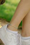 Braided turquoise ankle bracelet with a gold plated long tube - shani-adi-jewerly