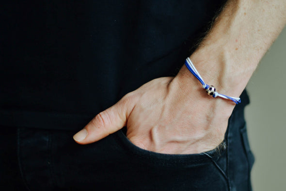 Blue and white soccer bracelet for men - shani-adi-jewerly