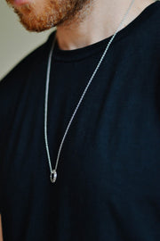 Stainless steel chain necklace for men, circle pendant - shani-adi-jewerly