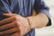 Bracelet for men, stainless steel oval charm, brown cord, waterproof bracelet - shani-adi-jewerly