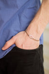 Bracelet for men, stainless steel oval charm, brown cord, waterproof bracelet - shani-adi-jewerly