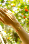 Gold starfish bracelet red cord womens bracelet - shani-adi-jewerly