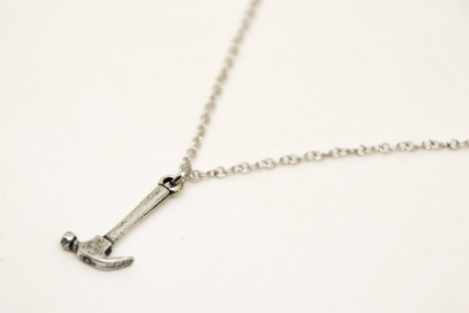 Silver hammer stainless steel chain necklace for men - shani-adi-jewerly