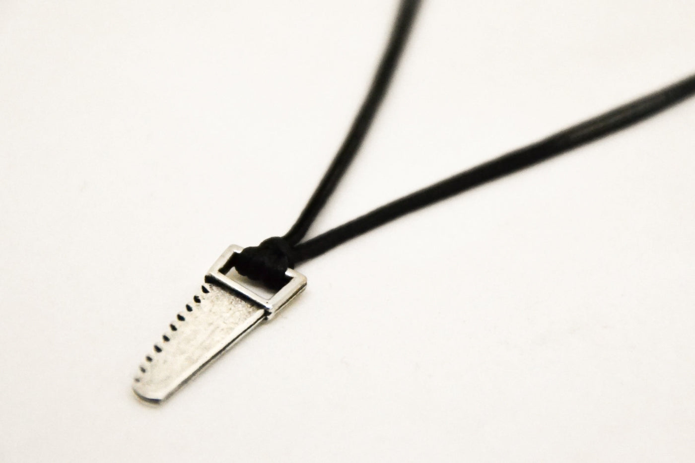 Silver hammer necklace for men, black cord, gift for him