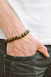Wood beads hamsa bracelet for men - shani-adi-jewerly