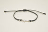 Silver cross charm bracelet, gray cord, adjustable sliding knot - shani-adi-jewerly