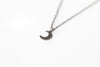 silver crescent moon chain necklace for men - Shani and Adi Jewelry