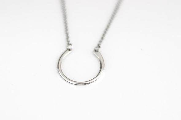 silver karma half circle chain necklace for men - Shani and Adi Jewelry