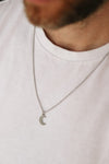 silver crescent moon chain necklace for men - Shani and Adi Jewelry