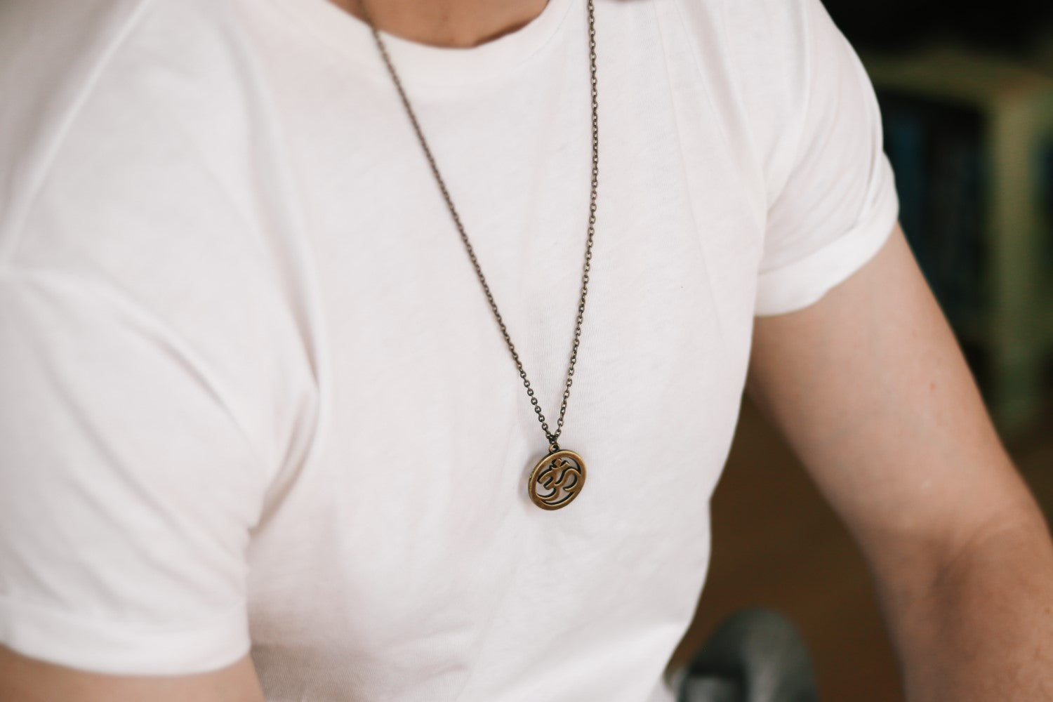 bronze big om chain necklace for men - Shani and Adi Jewelry