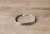 Long striped silver bar bracelet for men, gray cord - shani-adi-jewerly