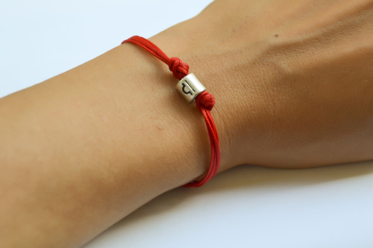 Zodiac sign bracelet, Libra sign, red cord - shani-adi-jewerly