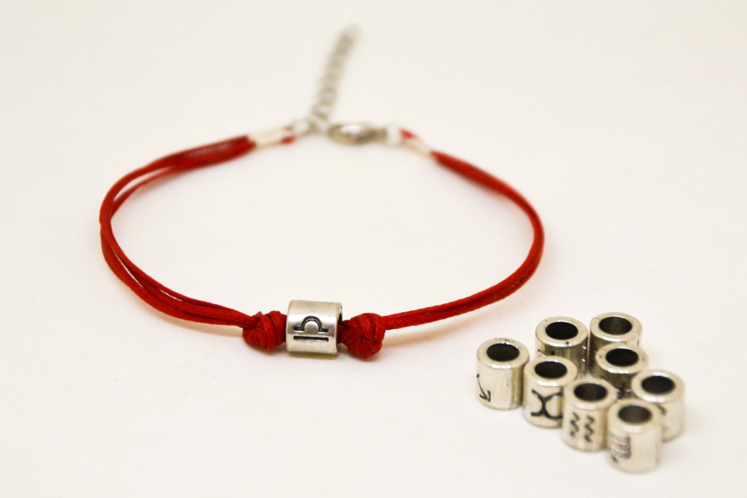 Zodiac signs bracelet, Libra sign, red cord - shani-adi-jewerly