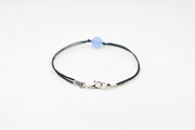 Aquamarine bracelet for men, blue March birthstone, black cord - shani-adi-jewerly