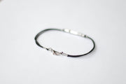 Silver arrow bracelet for men, black cords - shani-adi-jewerly