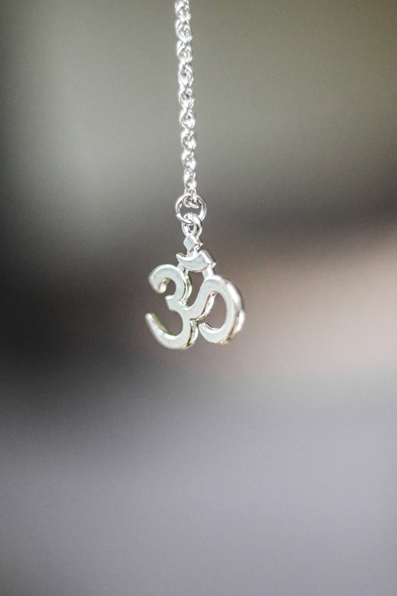 Om necklace for men, silver Yoga necklace for him