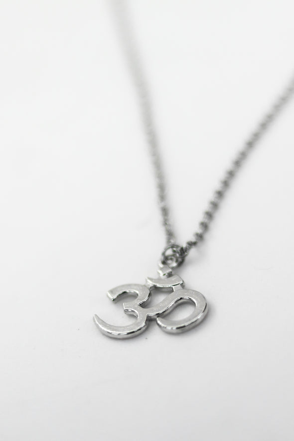 Om necklace for men, silver Yoga necklace for him