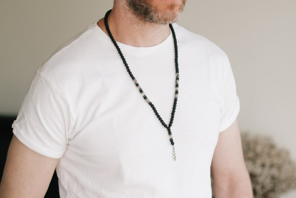 Buy charvi Black Beads Neck Chain For Mens Chain Mala For Mens Black Beads  Bracelet For Mens Black Beads Hand Bracelet For Mens Neck Mala Black Balls  Chain For Mens at