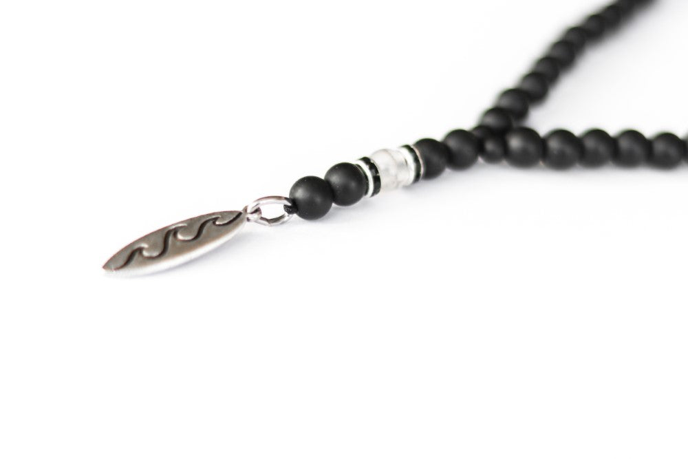 Silver hammer necklace for men, black cord, gift for him