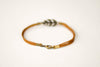 Bronze Leaf bracelet for men, brown cord - shani-adi-jewerly