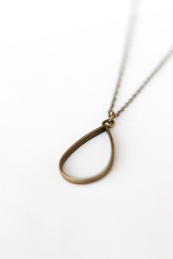 Bronze tear shape necklace for men, chain necklace - shani-adi-jewerly