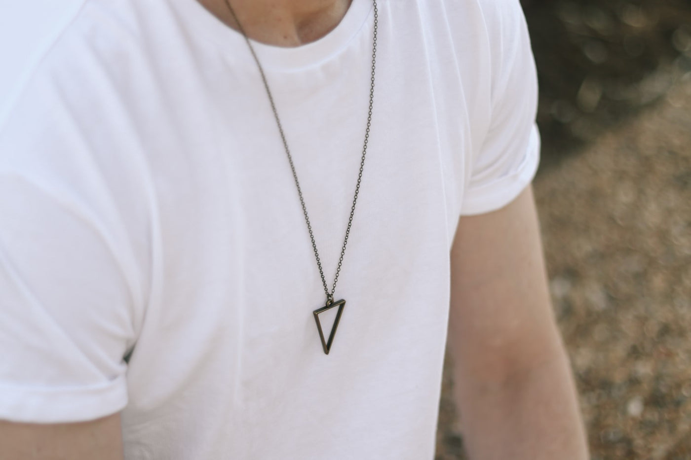 Cruz | Black Stainless Steel & Green Agate Triangle Necklace | In stock! |  Arkai