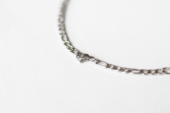 Silberne Gliederkette für Männer, Herrenhalskette, wasserdichte Figaro-Kabelkette