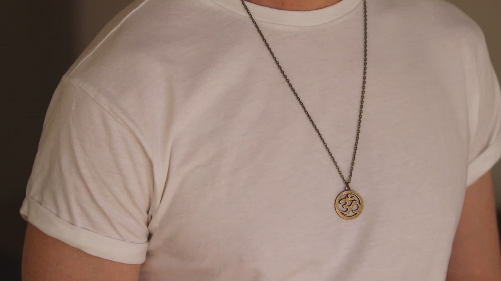 bronze big om chain necklace for men - Shani and Adi Jewelry
