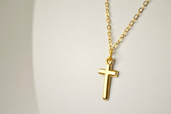 Cross necklace for women gold chain, Christian catholic jewelry