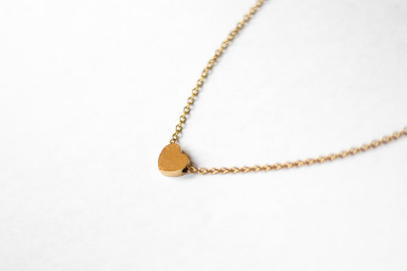 Gold heart necklace, small heart bead pendant, stainless steel chain necklace, bridesmaids gift for her, minimalist, Layering necklace