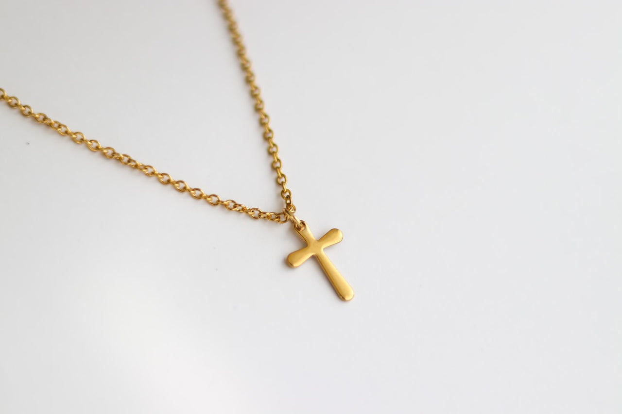Goldene Kreuzkette für Männer, Edelstahlkette