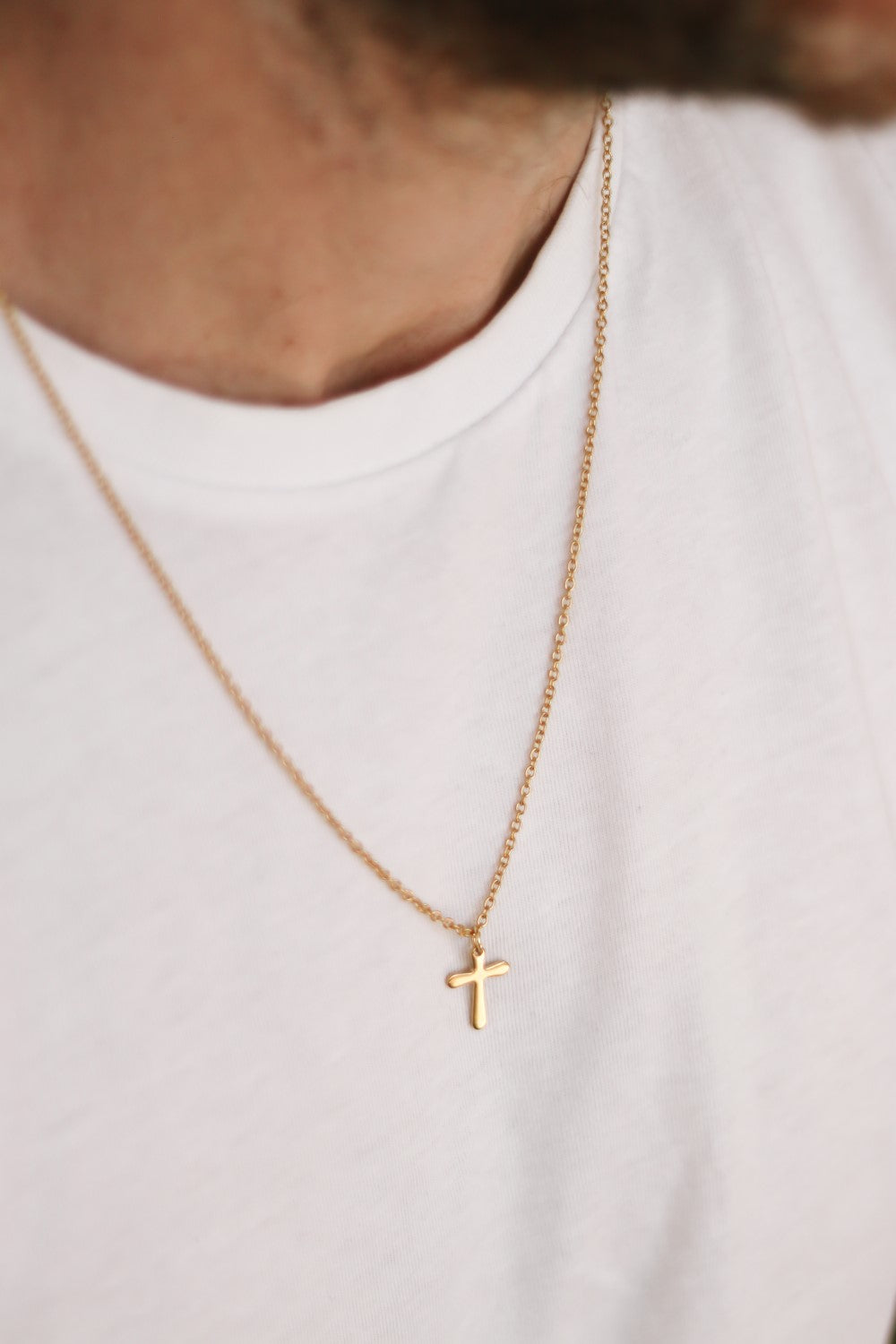 Goldene Kreuzkette für Männer, Edelstahlkette