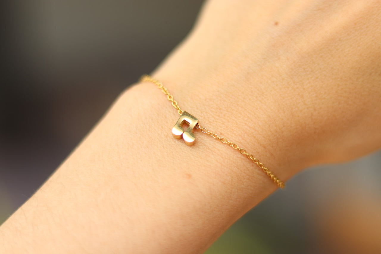 Musiknoten-Armband, goldfarbenes Kettenarmband, kleines Musiknoten-Charm-Armband, Festival-Schmuck