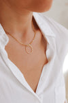 Karma necklace, gold eternity open circle stainless steel chain Layering necklace