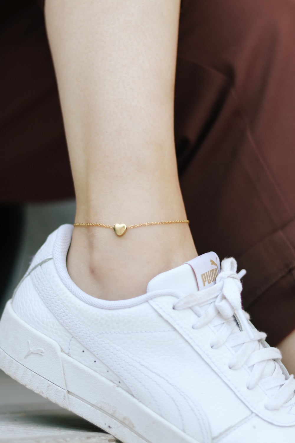 gold heart chain anklet