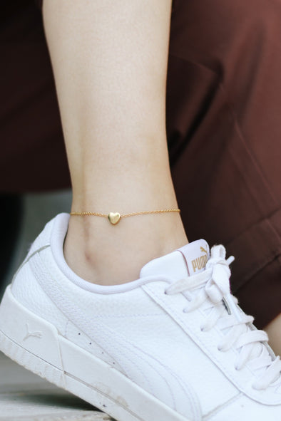 Heart anklet, gold tone chain ankle bracelet, tiny heart, personalised jewelry, festival jewelry