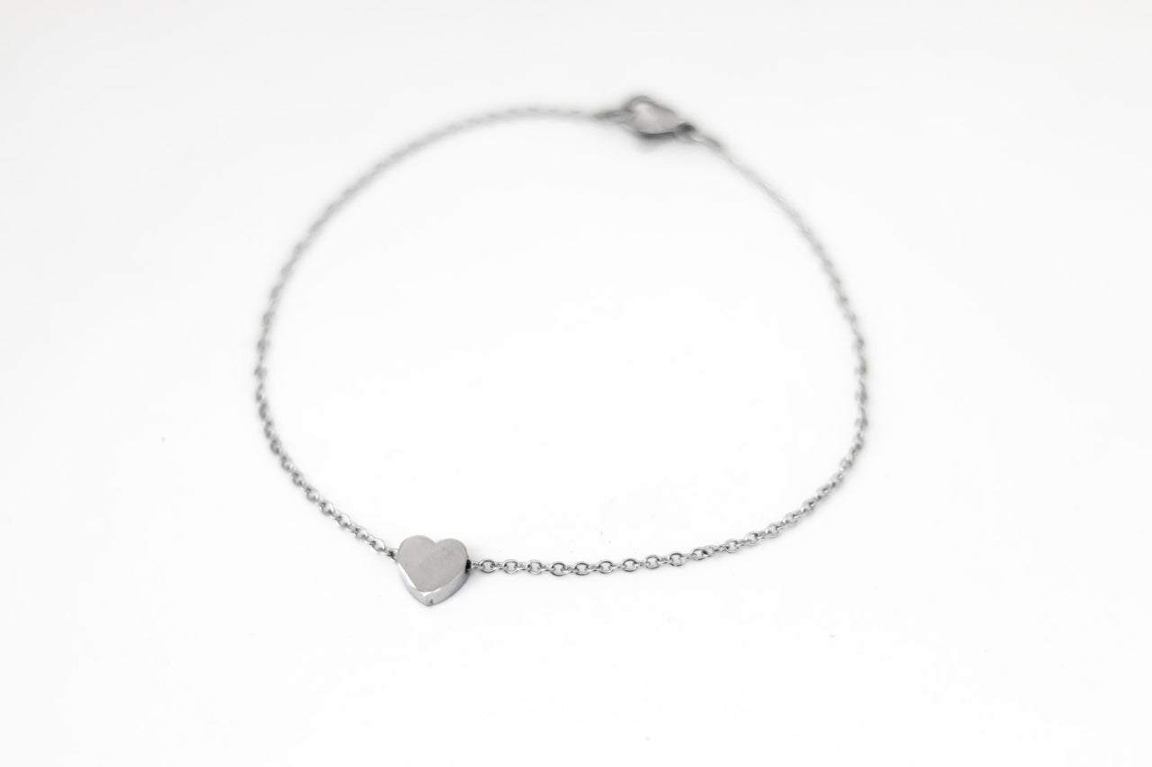 Heart anklet, waterproof silver chain ankle bracelet, tiny heart, personalised jewelry