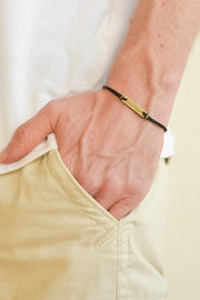 Courage bracelet for men, black cord - shani-adi-jewerly