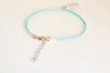 Silver BFF charm bracelet, turquoise cord, teal friendship bracelet - shani-adi-jewerly