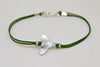 Silver whale tail bracelet, green cord - shani-adi-jewerly