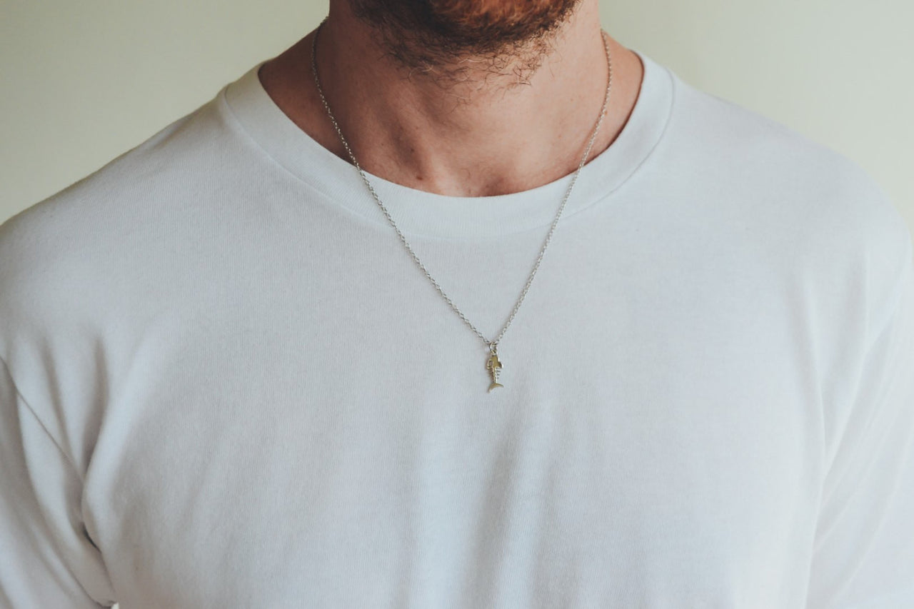Fish bones Stainless steel chain necklace for men - shani-adi-jewerly