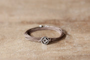 Wrap bracelet for men with silver circle charm, brown strings - shani-adi-jewerly
