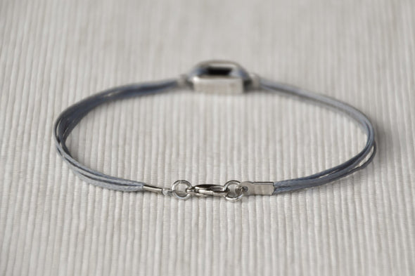 Gray bracelet for men with silver square bead - shani-adi-jewerly