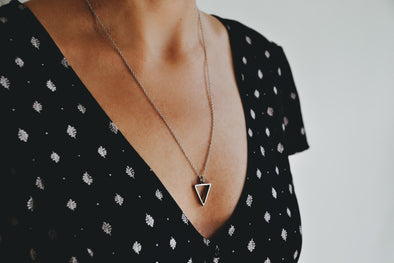 Silver triangle necklace for women, stainless steel chain necklace - shani-adi-jewerly