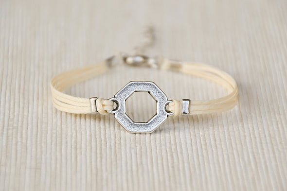 Women bracelet with silver Hexagon charm - shani-adi-jewerly