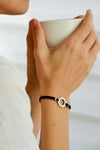 Hexagon women bracelet, black cord - shani-adi-jewerly