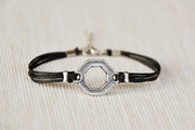 Hexagon women bracelet, black cord - shani-adi-jewerly