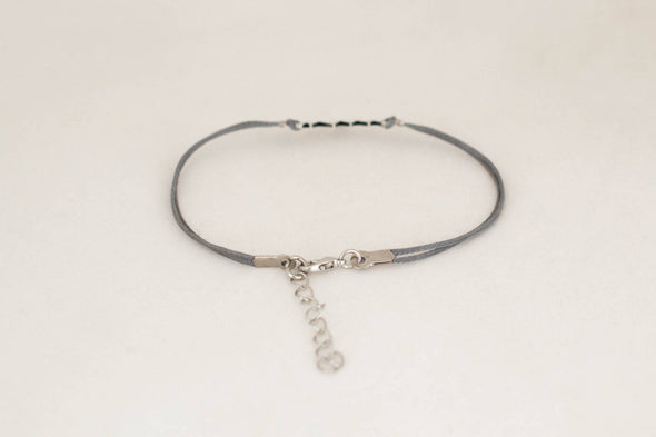Silver Heartbeat women's bracelet, gray strings, adjustable, mothers day gift for her - shani-adi-jewerly