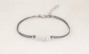 Silver Heartbeat women's bracelet, gray strings, adjustable, mothers day gift for her - shani-adi-jewerly