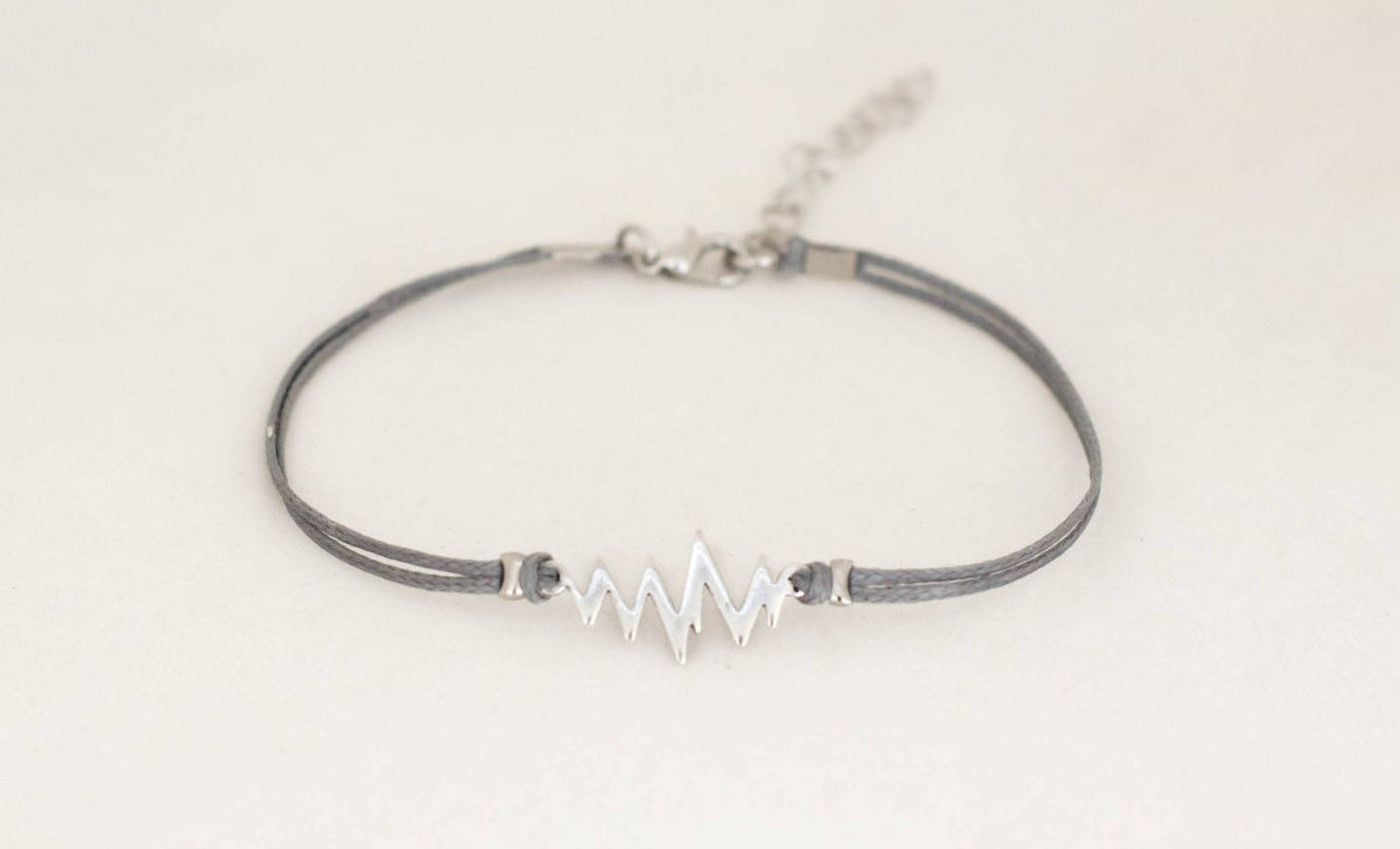 Gold heartbeat bracelet, Heartbeat jewelry for women, EKG heartbeat, H –  Little Happies Co